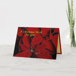 Red Poinsettia Christmas Wish for You Holiday Card