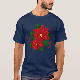 Red Poinsettia Christmas  Xmas Poinsettia Flower P T-Shirt