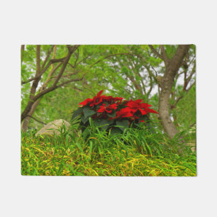 Red Poinsettia Doormat