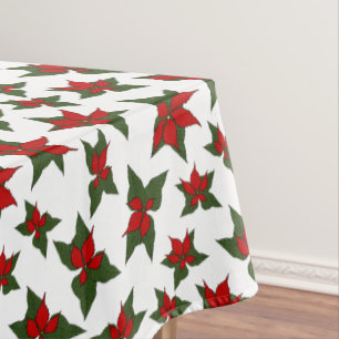 Red poinsettia floral Christmas pattern Tablecloth