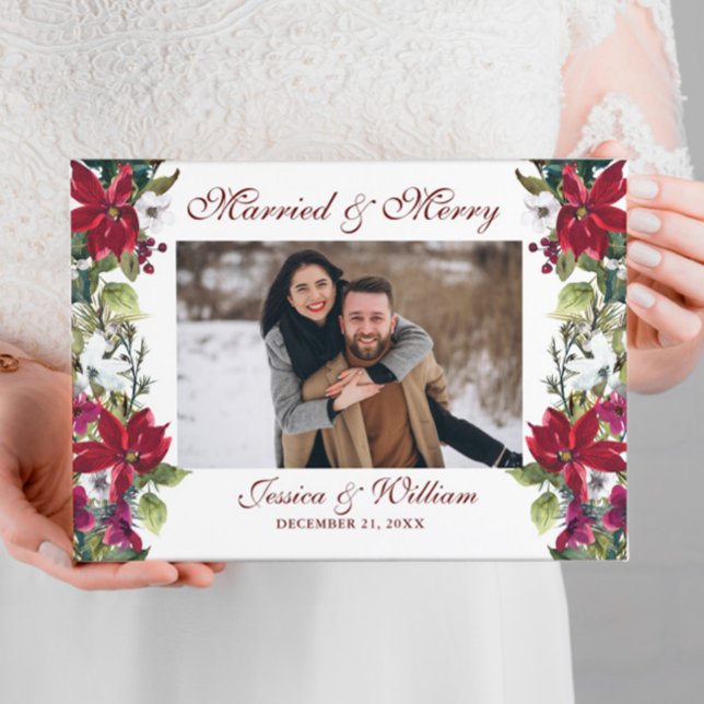 Red Poinsettia Floral Christmas Wedding Guest Book (Creator Uploaded)
