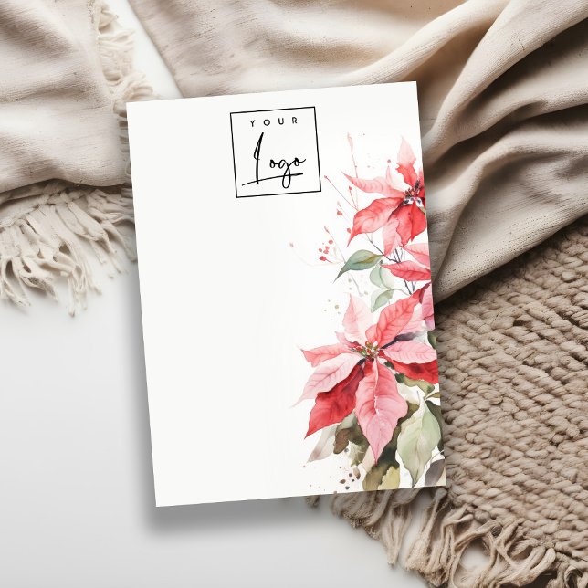 Red Poinsettia Florals Logo Blank Jewellery Holder Business Card (Creator Uploaded)
