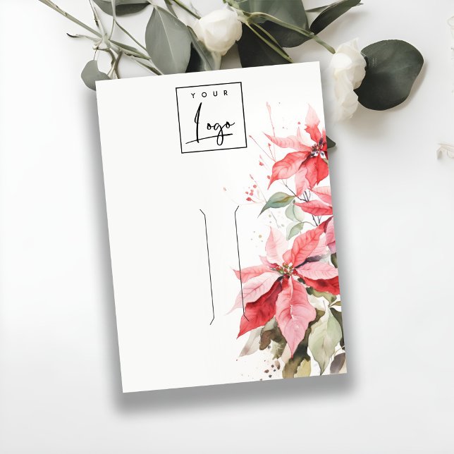 Red Poinsettia Florals Logo Hair pin Holder Business Card (Creator Uploaded)
