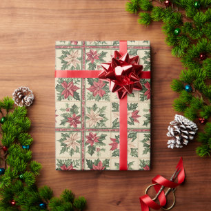 Red Poinsettia Flower On A White Background Wrapping Paper