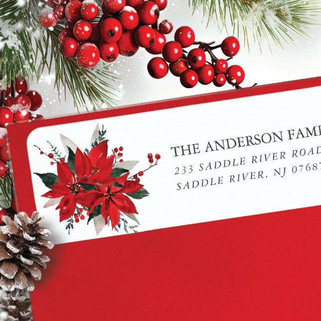 Red Poinsettia Flower Return Address (Creator Uploaded)