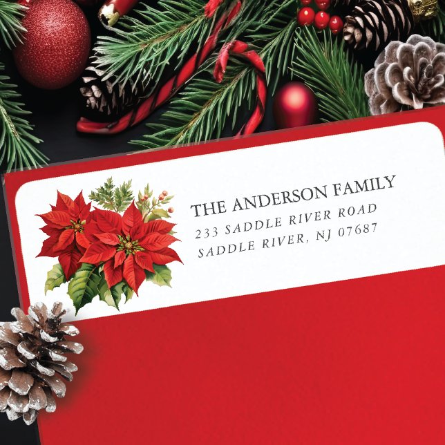 Red Poinsettia Flower Return Address (Creator Uploaded)