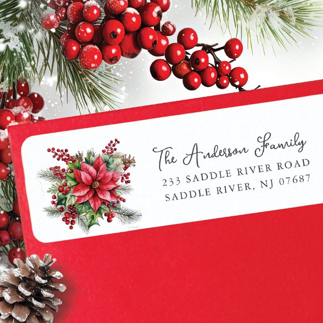 Red Poinsettia Flower Return Address (Creator Uploaded)