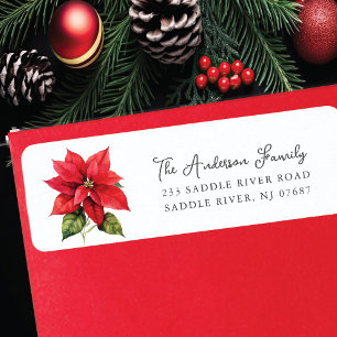 Red Poinsettia Flower Return Address