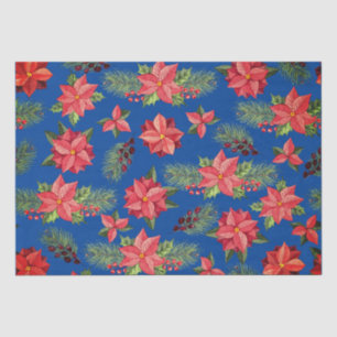 Red Poinsettia Flowers And Holly Berries  Tissue Paper