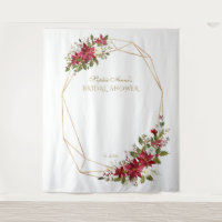 Red Poinsettia Gold Bridal Shower Photo Booth Prop