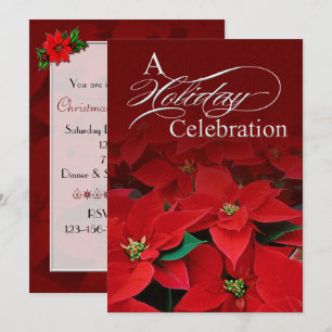 Red Poinsettia Holiday Celebration Invitation