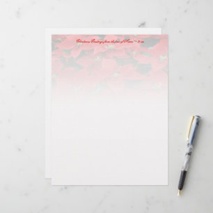 Red Poinsettia Holiday Custom Letterhead