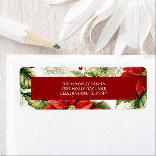 Red Poinsettia Holly Berry Classic Christmas