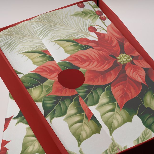 Red Poinsettia Holly Berry Festive Christmas Tissue Paper (Creator Uploaded)