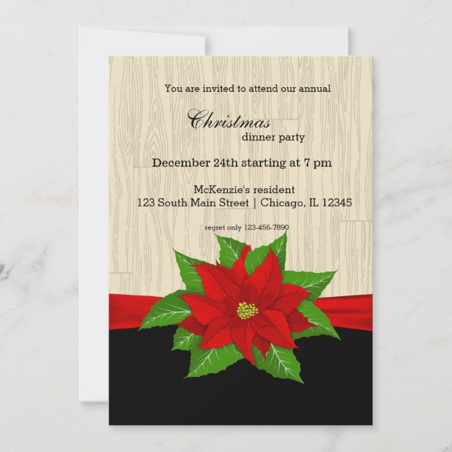 Red Poinsettia Invitation (Front)