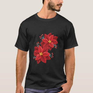 Red Poinsettia Merry Christmas Flower Happy Xmas G T-Shirt