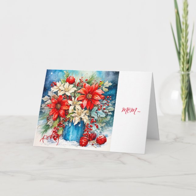 RED POINSETTIA - MOM CHRISTMAS CARD (Front)