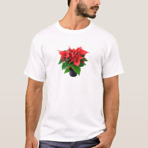 Red Poinsettia on a White Background T-Shirt