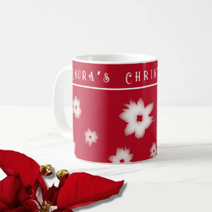 Red Poinsettia Pattern Mug