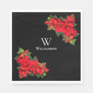 Red Poinsettia Personalised Napkin