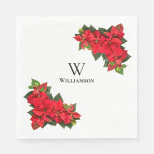 Red Poinsettia Personalized  Napkin