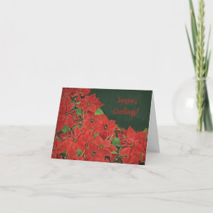 Red Poinsettia Season's Greetings Card