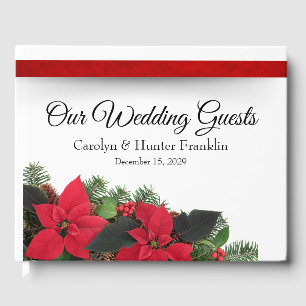 Red Poinsettia Wedding Guest Book