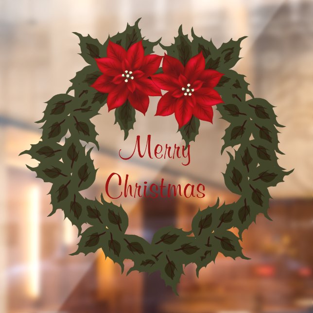 Red Poinsettia Wreath Christmas Vinyl (Sheet 2)