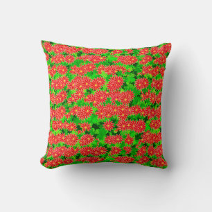 Red Poinsettias and Green Holly Cushion