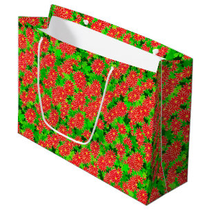 Red Poinsettias and Green Holly Large Gift Bag