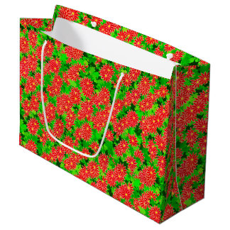 Red Poinsettias and Green Holly Large Gift Bag