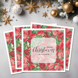 Red Poinsettias Christmas Napkin