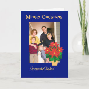 Red Poinsettias Christmas Photo Across the Miles Holiday Card