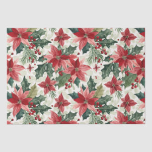 Red Poinsettias Christmas Tissue Paper