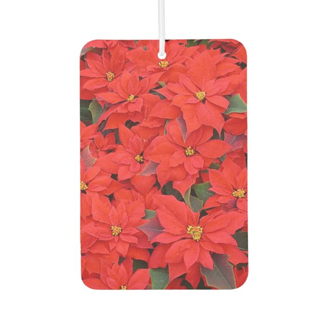 Red Poinsettias I Christmas Holiday Floral Photo Car Air Freshener (Front)
