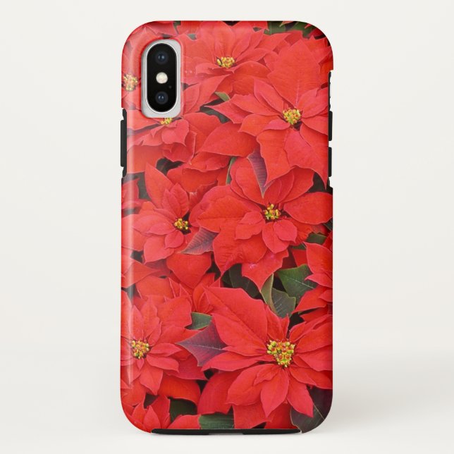 Red Poinsettias I Christmas Holiday Floral Photo Case-Mate iPhone Case (Back)