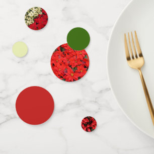 Red Poinsettias I Christmas Holiday Floral Photo Confetti
