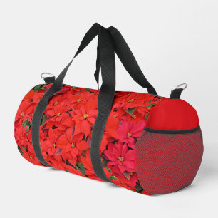 Red Poinsettias I Christmas Holiday Floral Photo Duffle Bag