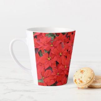 Red Poinsettias I Christmas Holiday Floral Photo Latte Mug