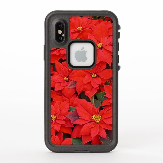 Red Poinsettias I Christmas Holiday Floral Photo LifeProof iPhone Case (Back)