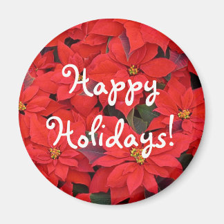 Red Poinsettias I Christmas Holiday Floral Photo Magnet