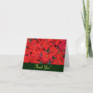 Red Poinsettias I Christmas Holiday Floral Photo Thank You Card