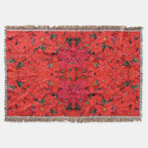 Red Poinsettias I Christmas Holiday Floral Photo Throw Blanket