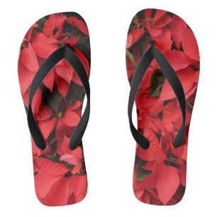 Red Poinsettias II Christmas Holiday Floral Jandals