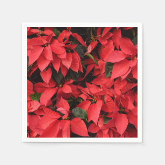 Red Poinsettias II Christmas Holiday Floral Napkin