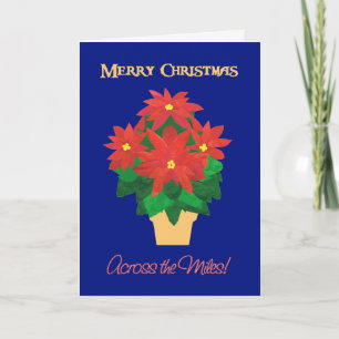 Red Poinsettias Merry Christmas Across the Miles Holiday Card