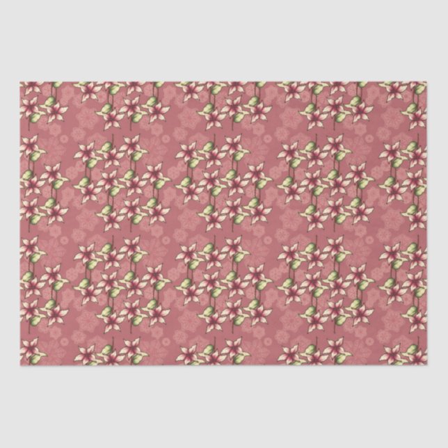 Red Poinsettias & Snowflakes Christmas Tissue Paper (Front)