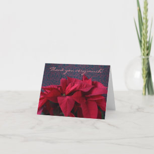 red poinsettias thank you card