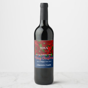 Red Poinsettias Wine Label