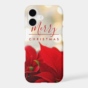 Red Poinsettias with Golden Bokeh Christmas